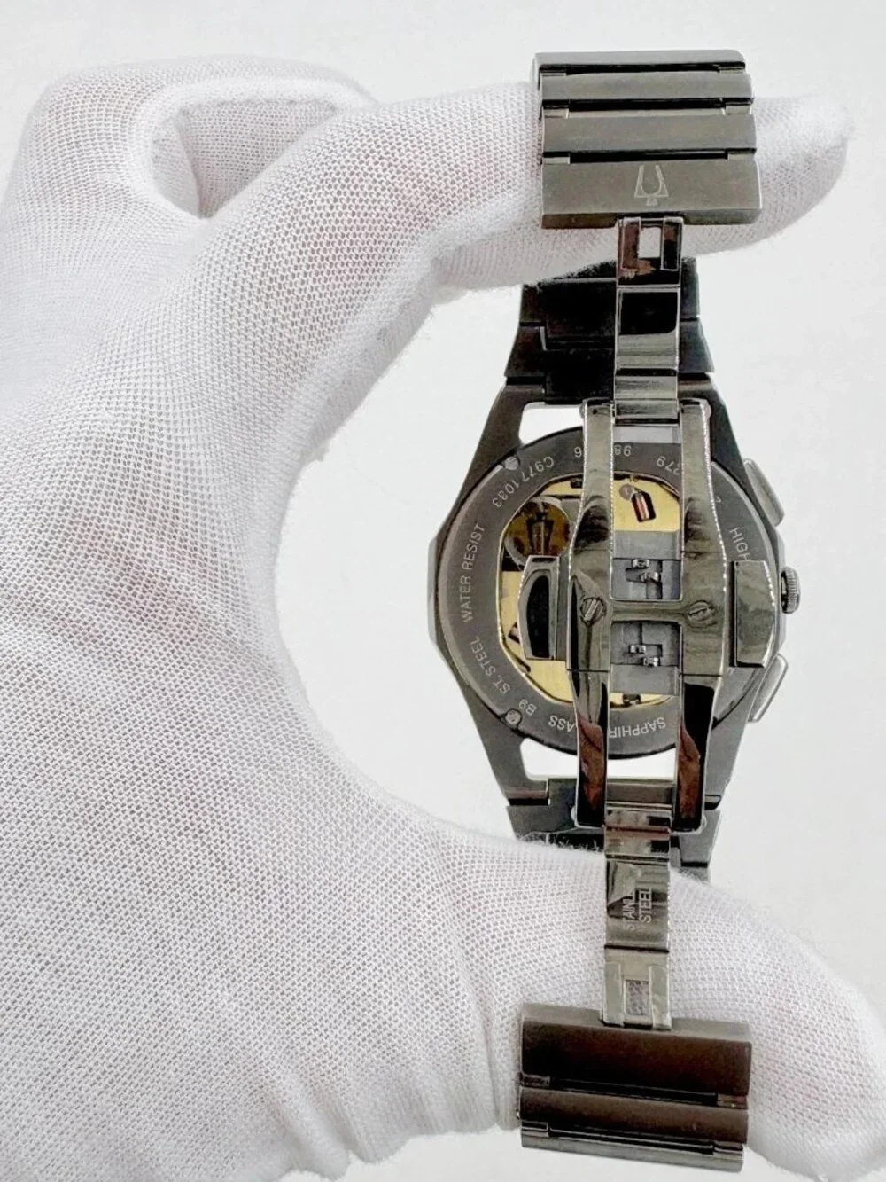 Bulova CURV 98A206 Chronograph Watch Warm Grey IP Sapphire Crystal With Box